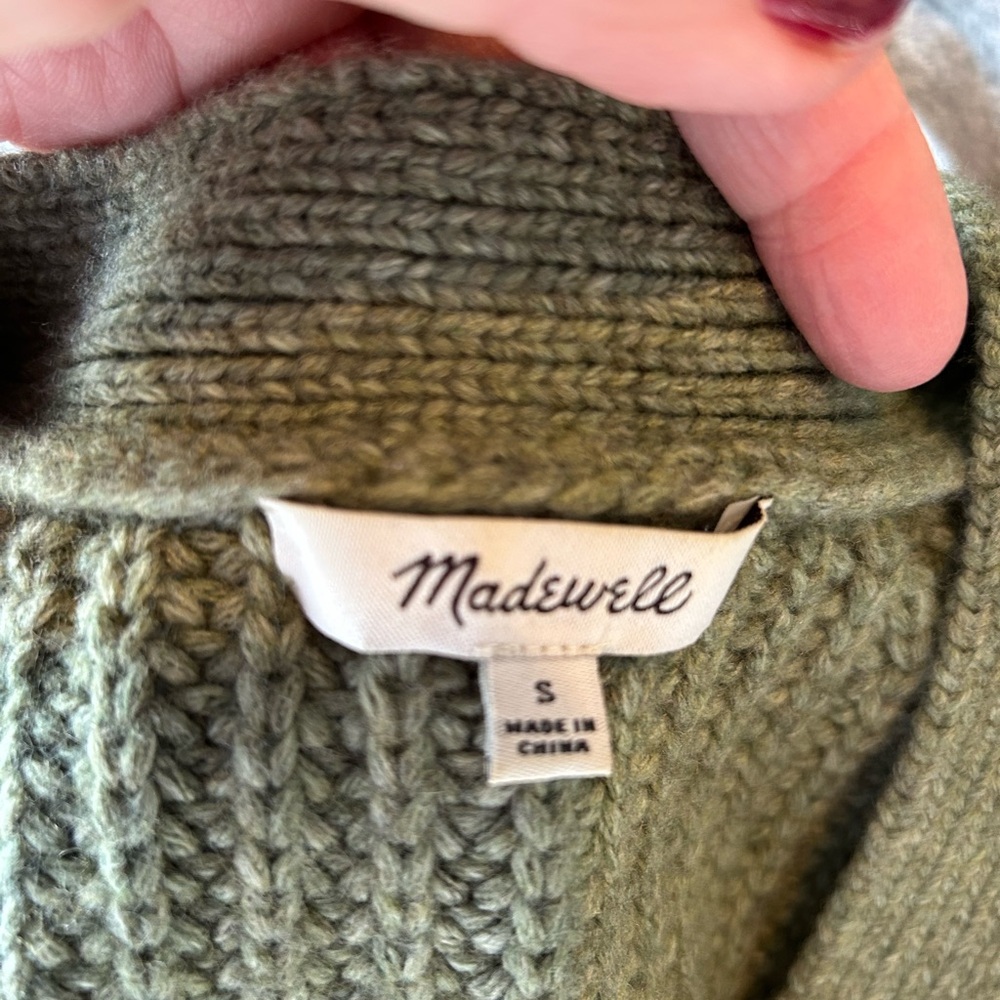 Madewell | Holmes Ribbed Cardigan Sweater | Oversized small |Emerald green - Picture 5 of 7
